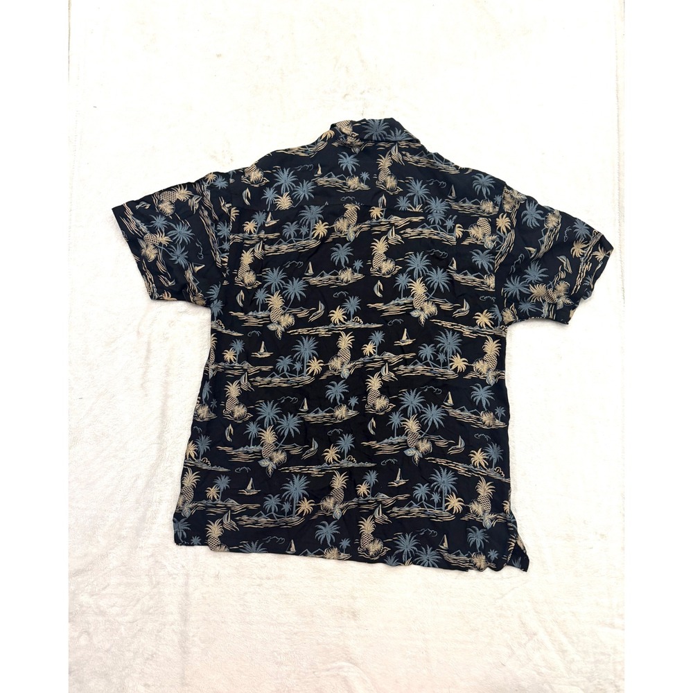 Aura Mens Large Tropical Pineapple Palm Tree Short Sleeve Button Down Shirt USA - Picture 3 of 5